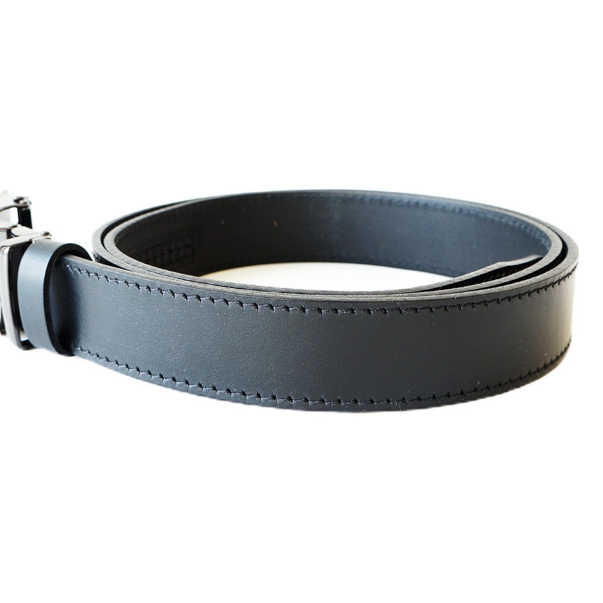 Luxurious black leather men's belt with automatic buckle 3,5cm wide ME 35059 - Noble Belts - leather texture
