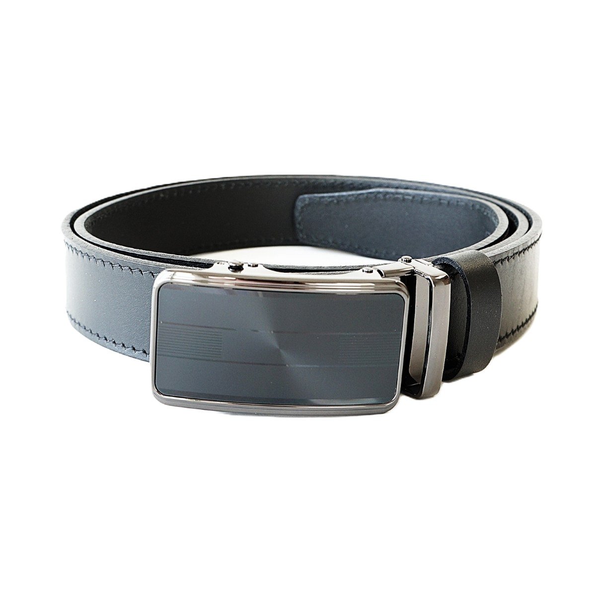 Luxurious black leather men's belt with automatic buckle 3,5cm wide ME35059 - Noble Belts