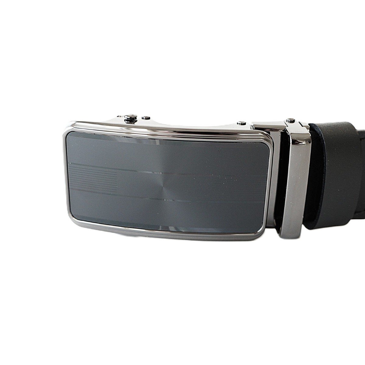 Luxurious black leather men's belt with automatic buckle 3,5cm wide ME35059 - Noble Belts - buckle