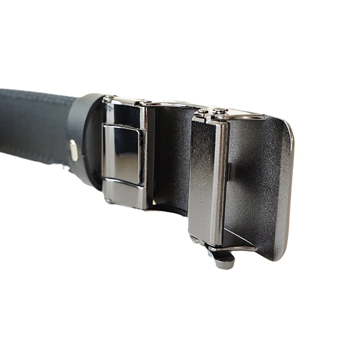 Luxurious black leather men's belt with automatic buckle 3,5cm wide ME35059 - Noble Belts - buckle back
