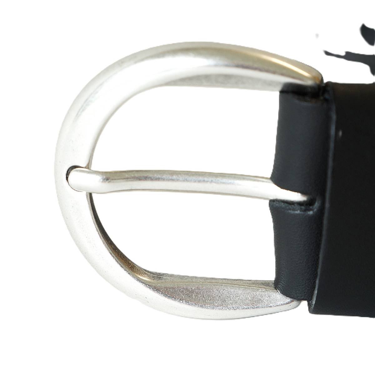 Black leather belt for women 4 cm with rounded silver buckle - Noble Belts - buckle
