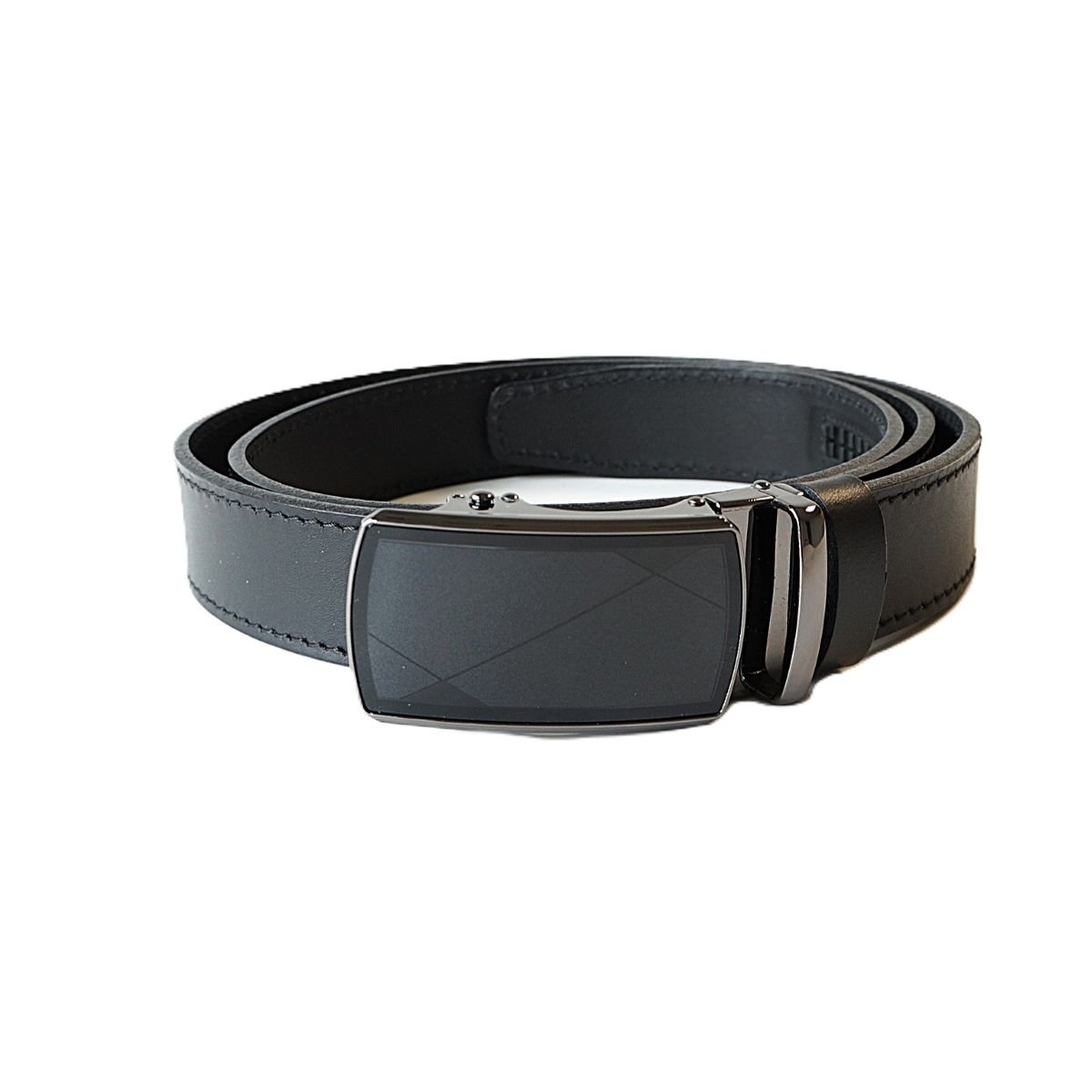 Luxurious black leather men's belt with automatic buckle 3,5cm wide ME35056 - Noble Belts