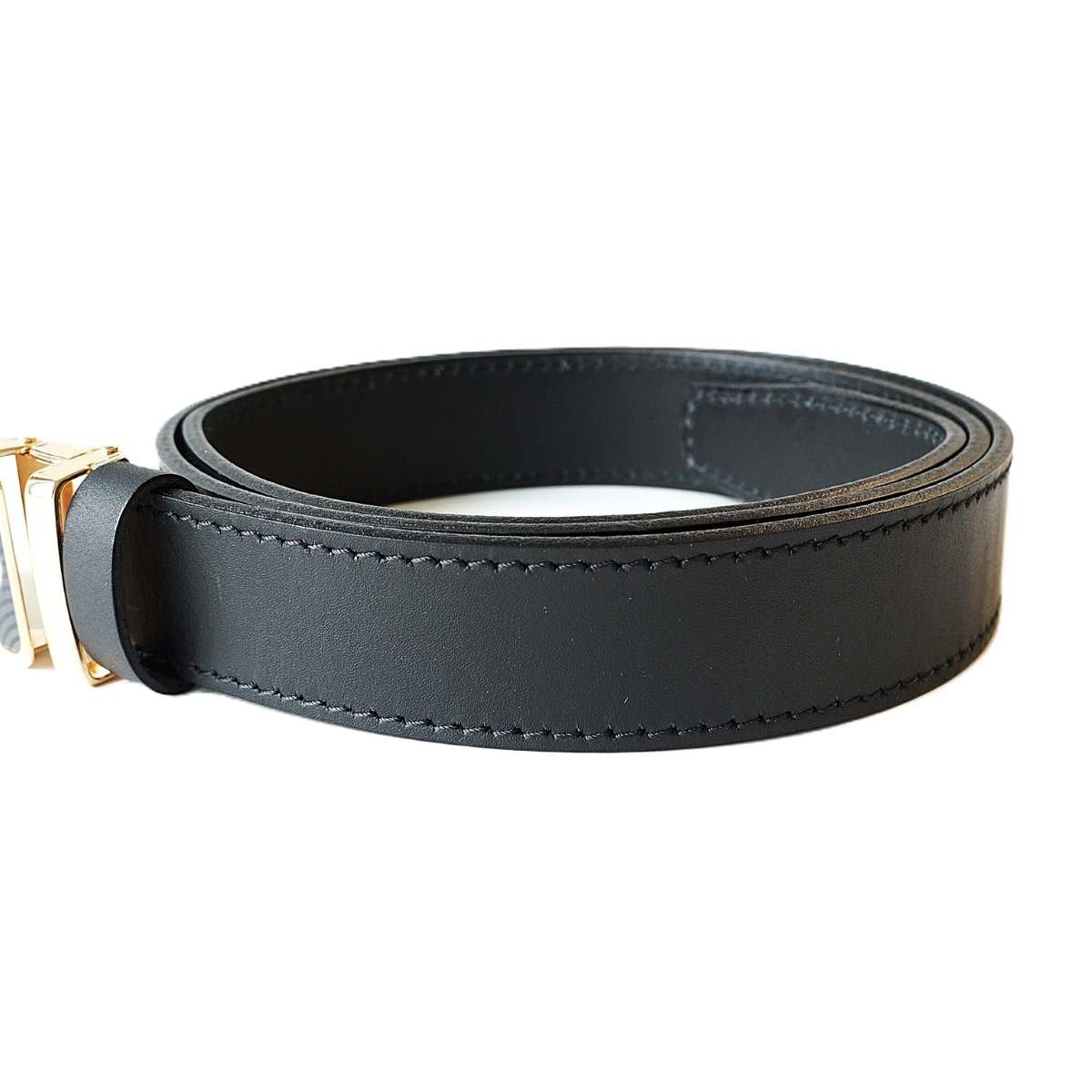 Black automatic leather belt AUTO GRIP ME35065 for men 3.5 cm Noble Belts - leather texture