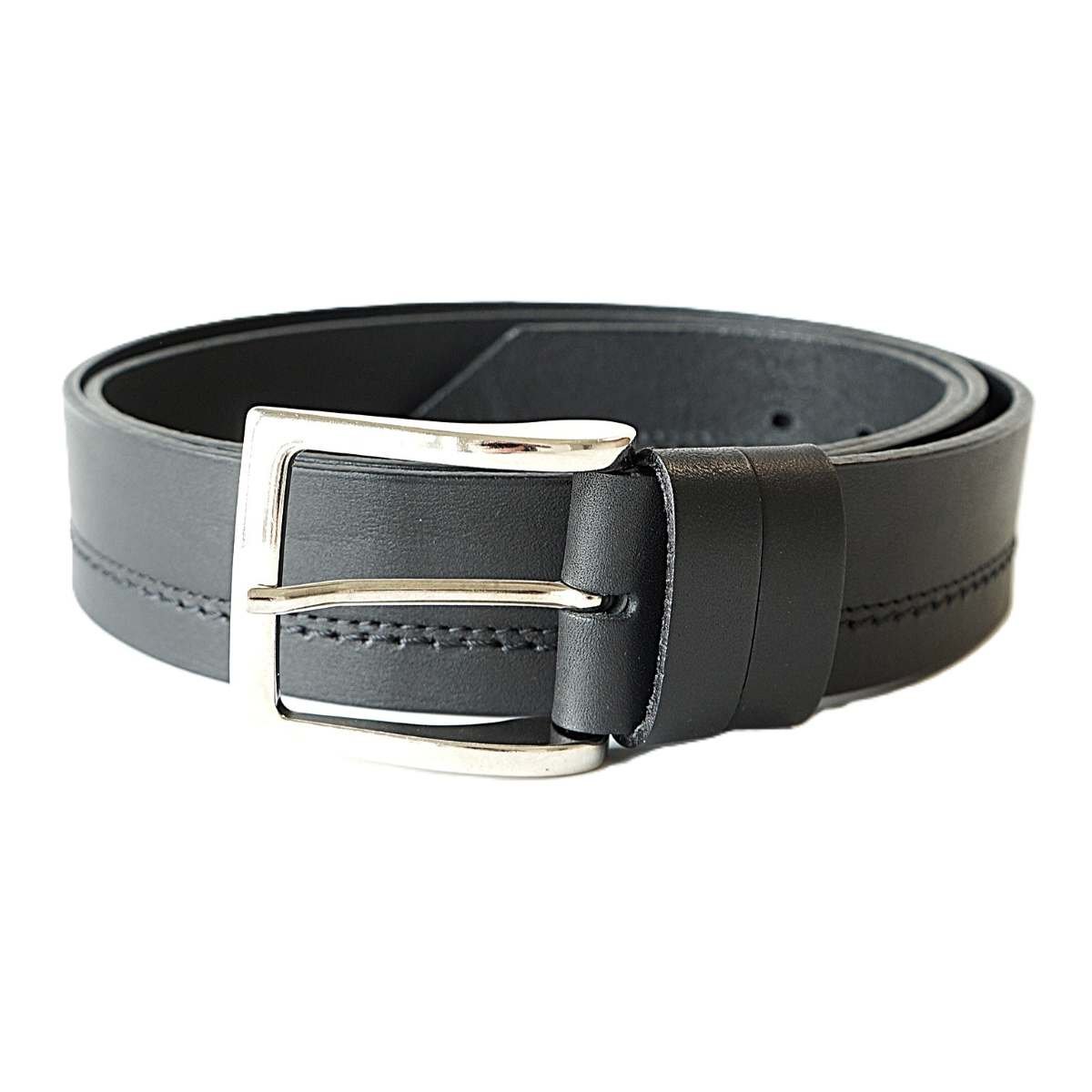 Black men's leather belt with black stitching, 4 cm wide – Noble Belts