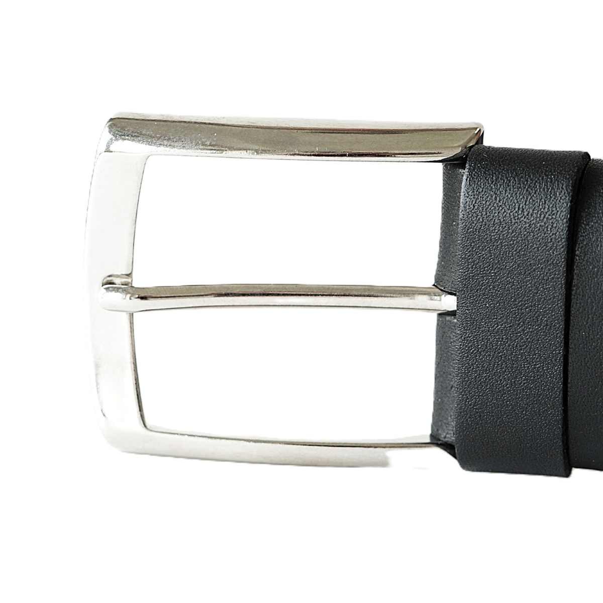 Black men's leather belt with blue contrast stitching, 4 cm wide – Noble Belts - buckle