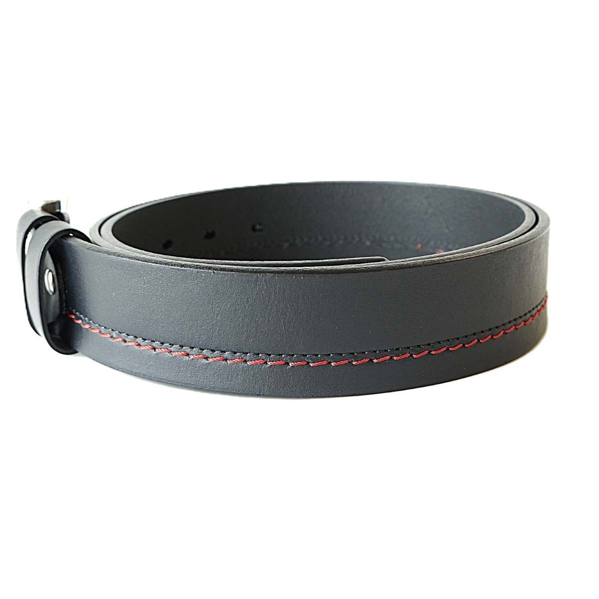 Black men's leather belt with red contrast stitching, 4 cm wide – Noble Belts - leather texture