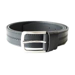 Casual black men's leather belt with embossed pattern, 3.5 cm wide - Noble Belts