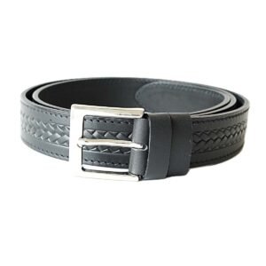 Casual black men's leather belt with embossed pattern, 3.5 cm wide - Noble Belts