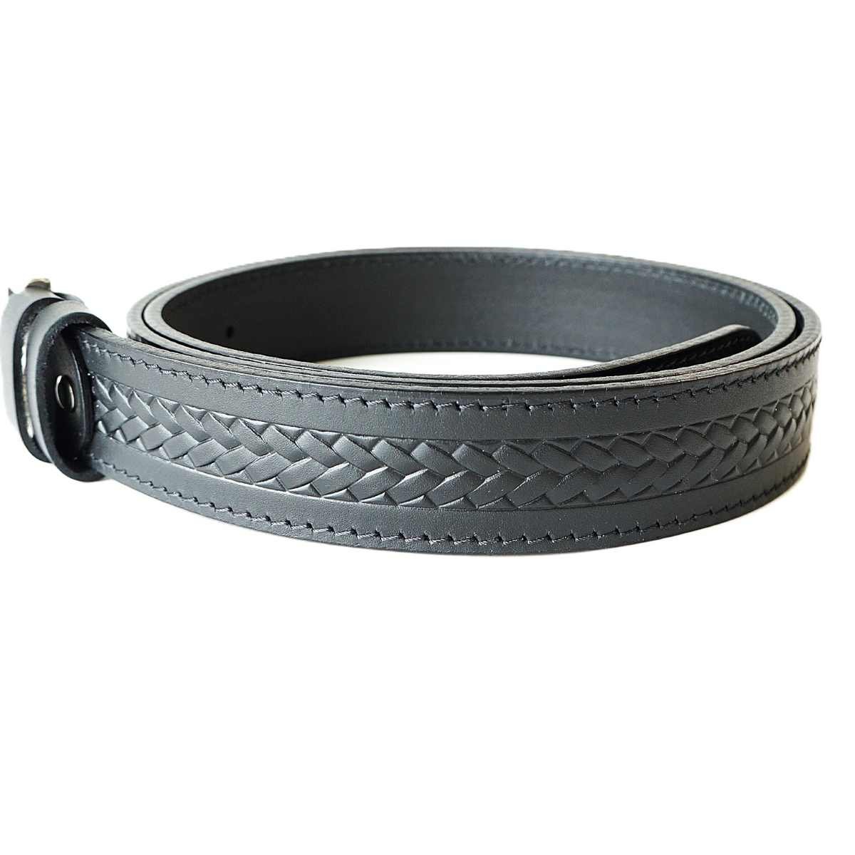 Casual black men's leather belt with embossed pattern, 3.5 cm wide - Noble Belts - leather texture
