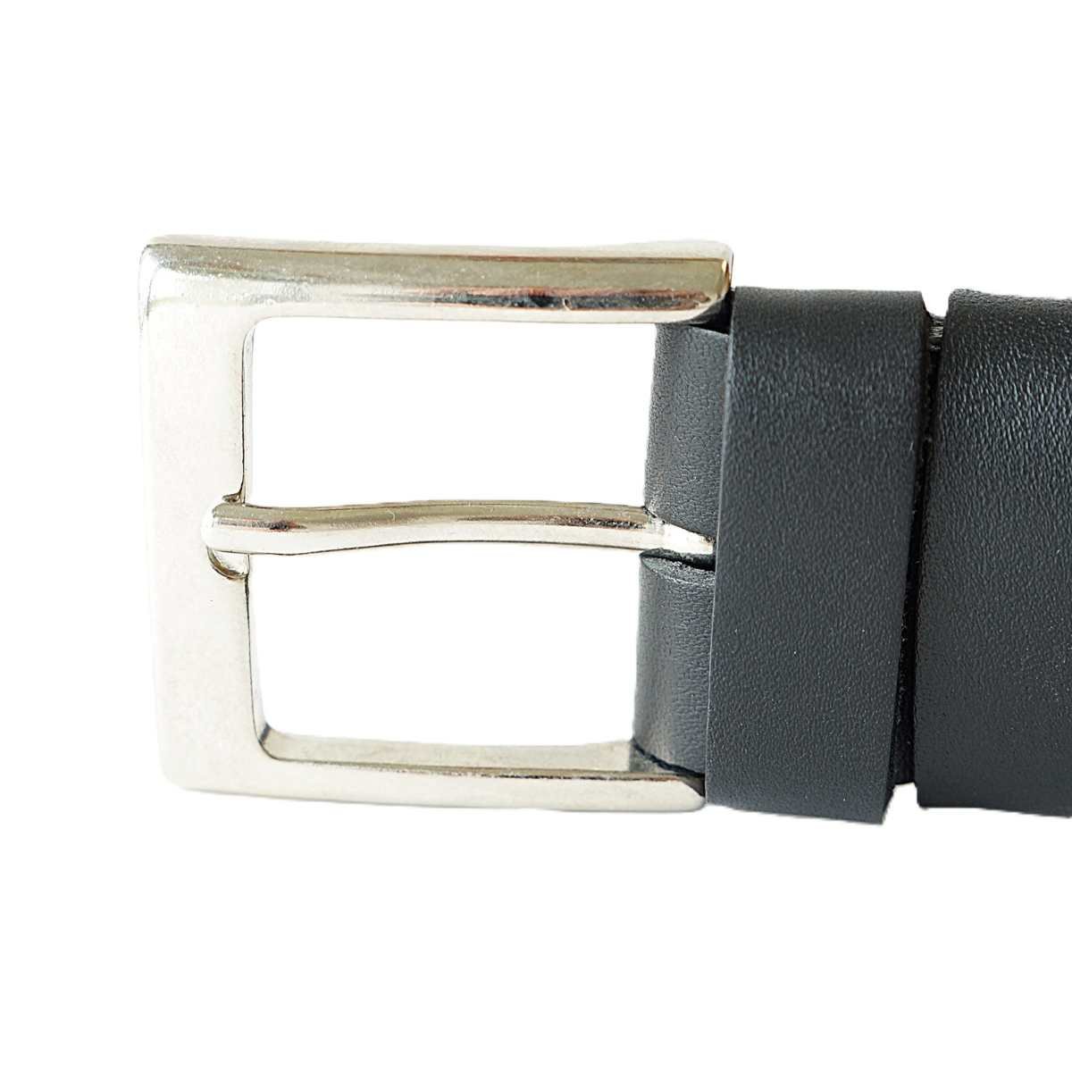 Casual black men's leather belt with embossed pattern, 3.5 cm wide - Noble Belts - buckle