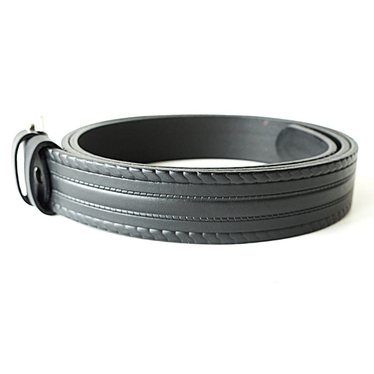 Casual black men's leather belt with embossed pattern, 3.5 cm wide - Noble Belts - leather texture