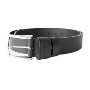 Stylish black men's leather belt with embossed pattern, 4 cm wide - Noble Belts