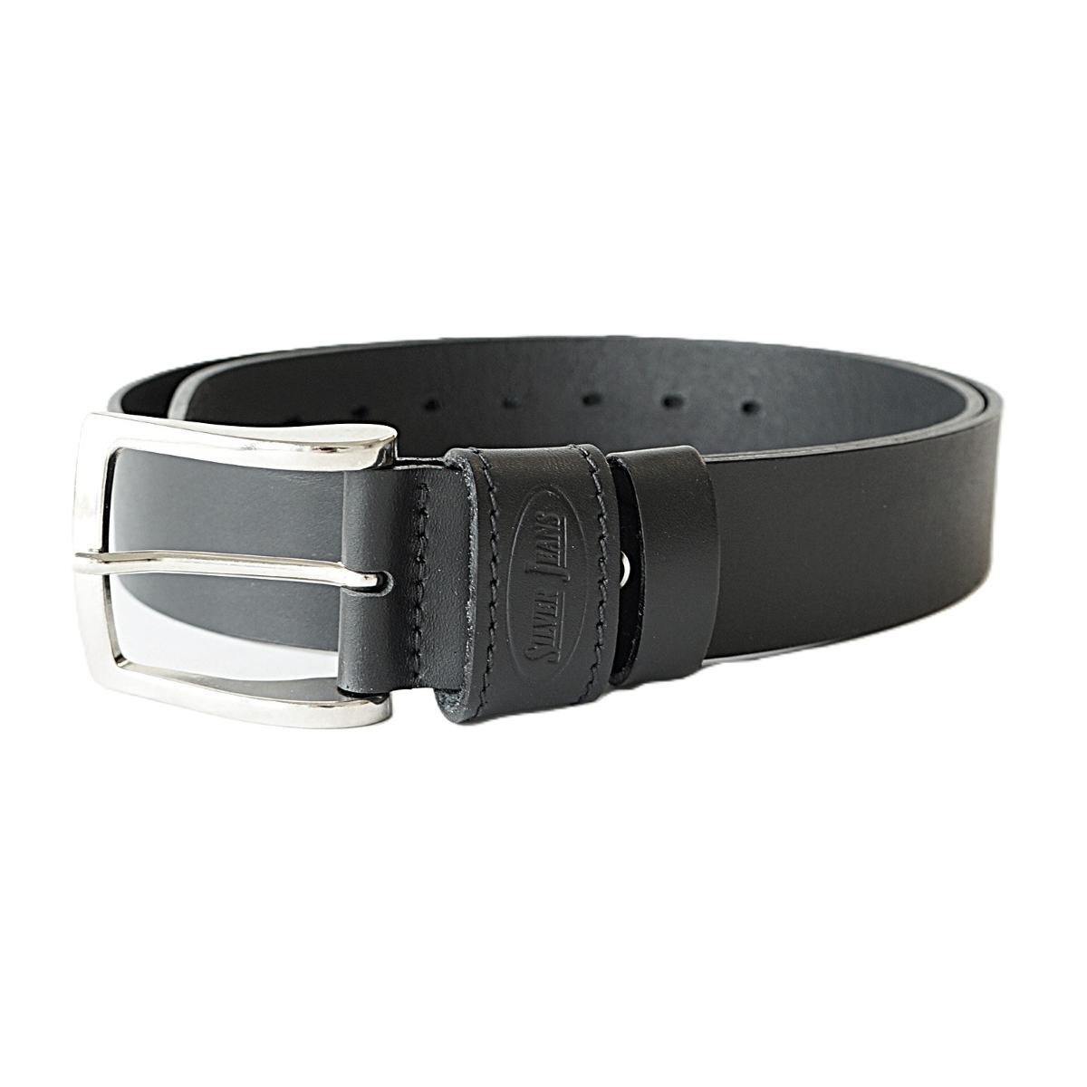 Stylish black men's leather belt with embossed pattern, 4 cm wide - Noble Belts