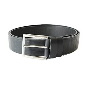 Stylish black men's leather belt with embossed pattern, 4 cm wide - Noble Belts