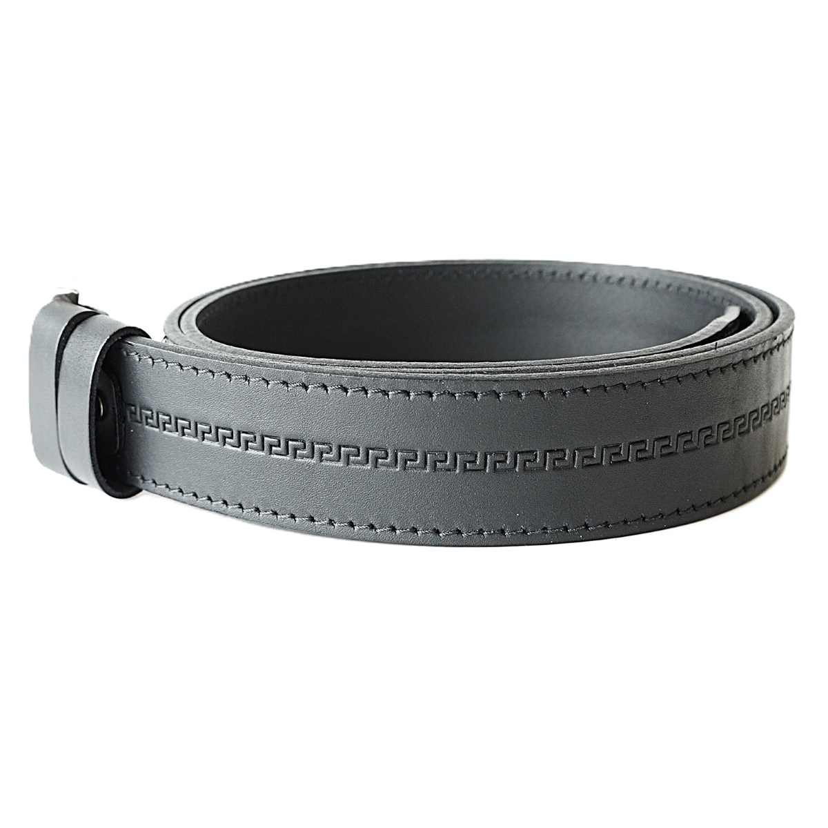 Stylish black men's leather belt with embossed pattern for jeans, 4 cm wide - Noble Belts - leather texture