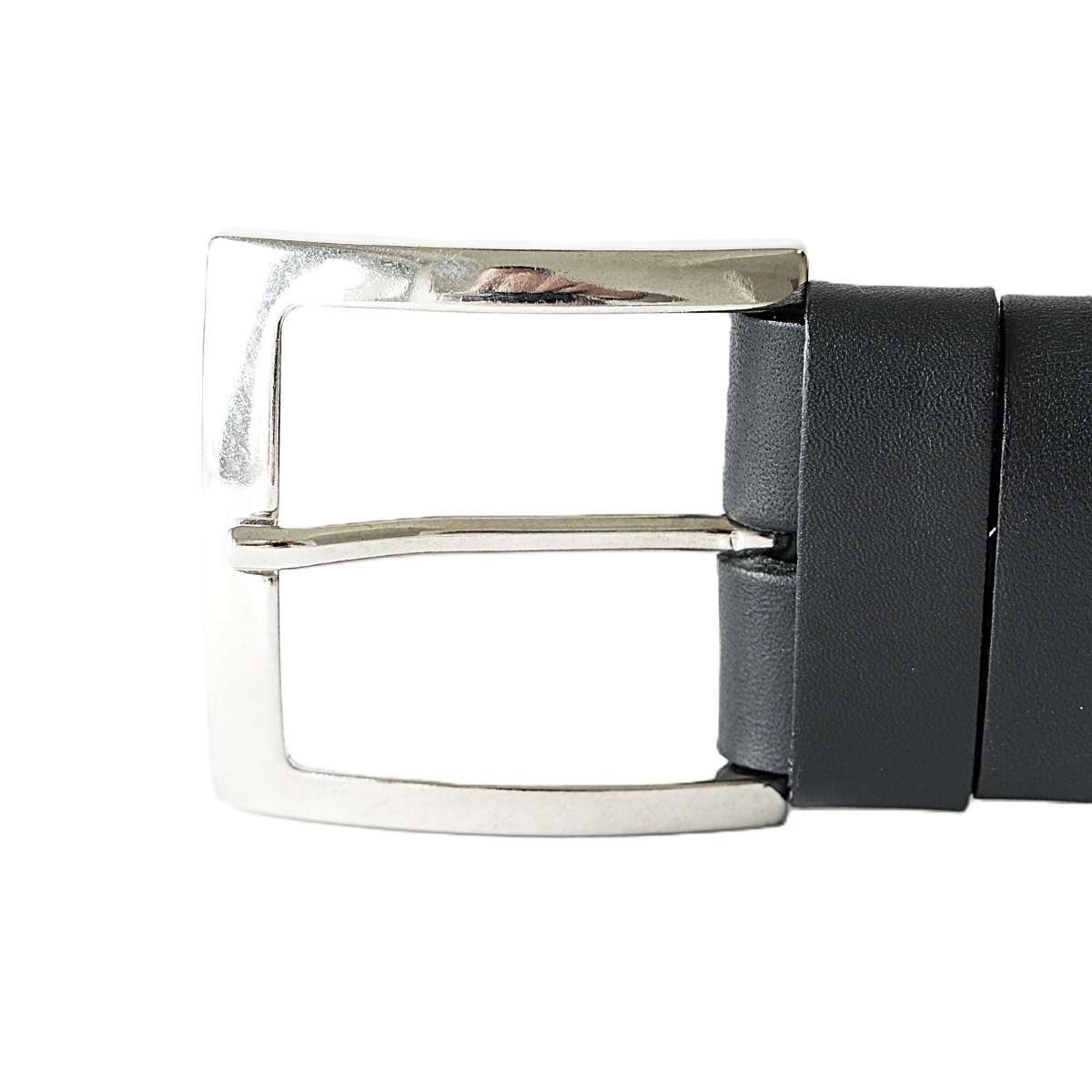 Stylish black men's leather belt with embossed pattern for jeans, 4 cm wide - Noble Belts - buckle