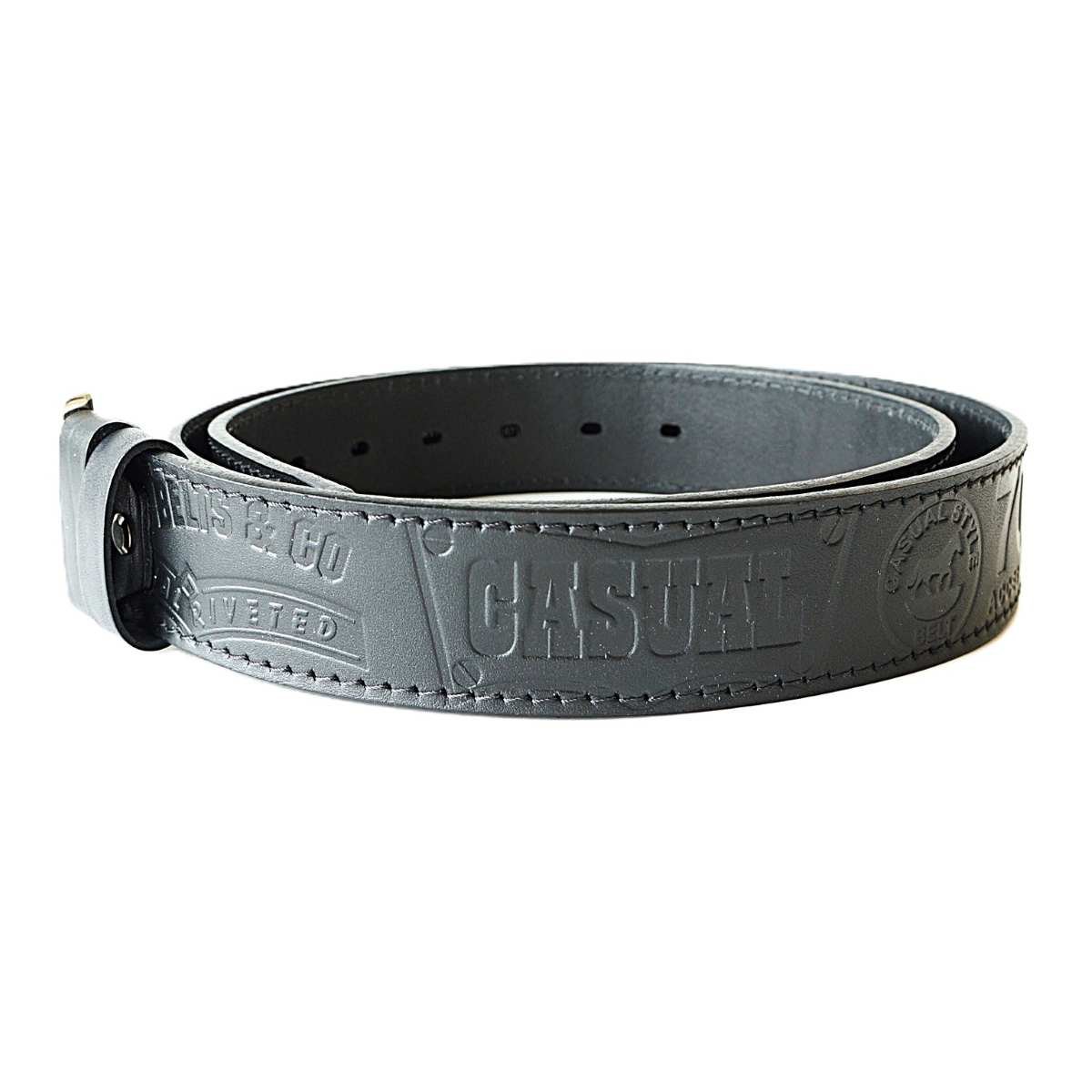 Stylish black men's leather belt with embossed pattern for jeans, 4 cm wide - Noble Belts - leather texture