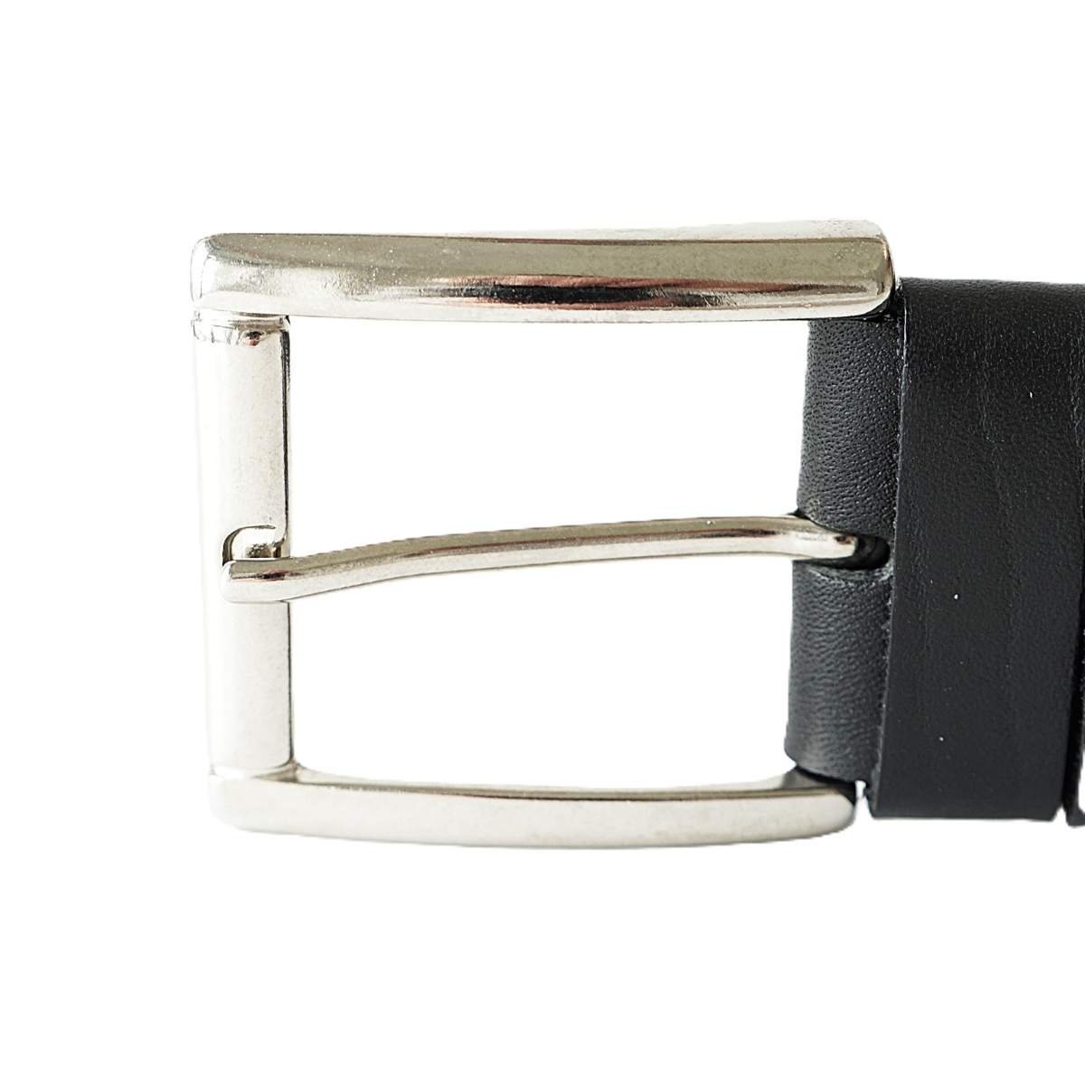 Stylish black men's leather belt with embossed pattern for jeans, 4 cm wide - Noble Belts - buckle
