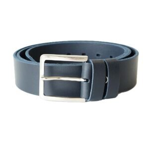 Dark blue men's leather belt for jeans, 4 cm wide - Noble Belts