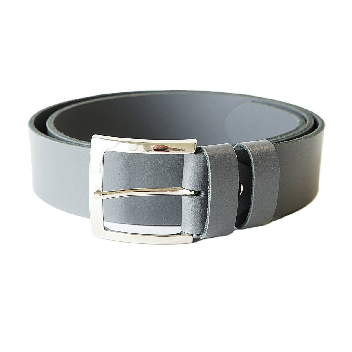 Dark grey casual men's leather belt, 4 cm wide - Noble Belts
