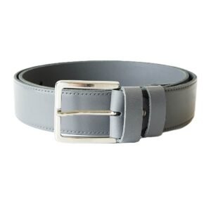 Dark grey men's leather belt with stitched edges, 4 cm wide - Noble Belts