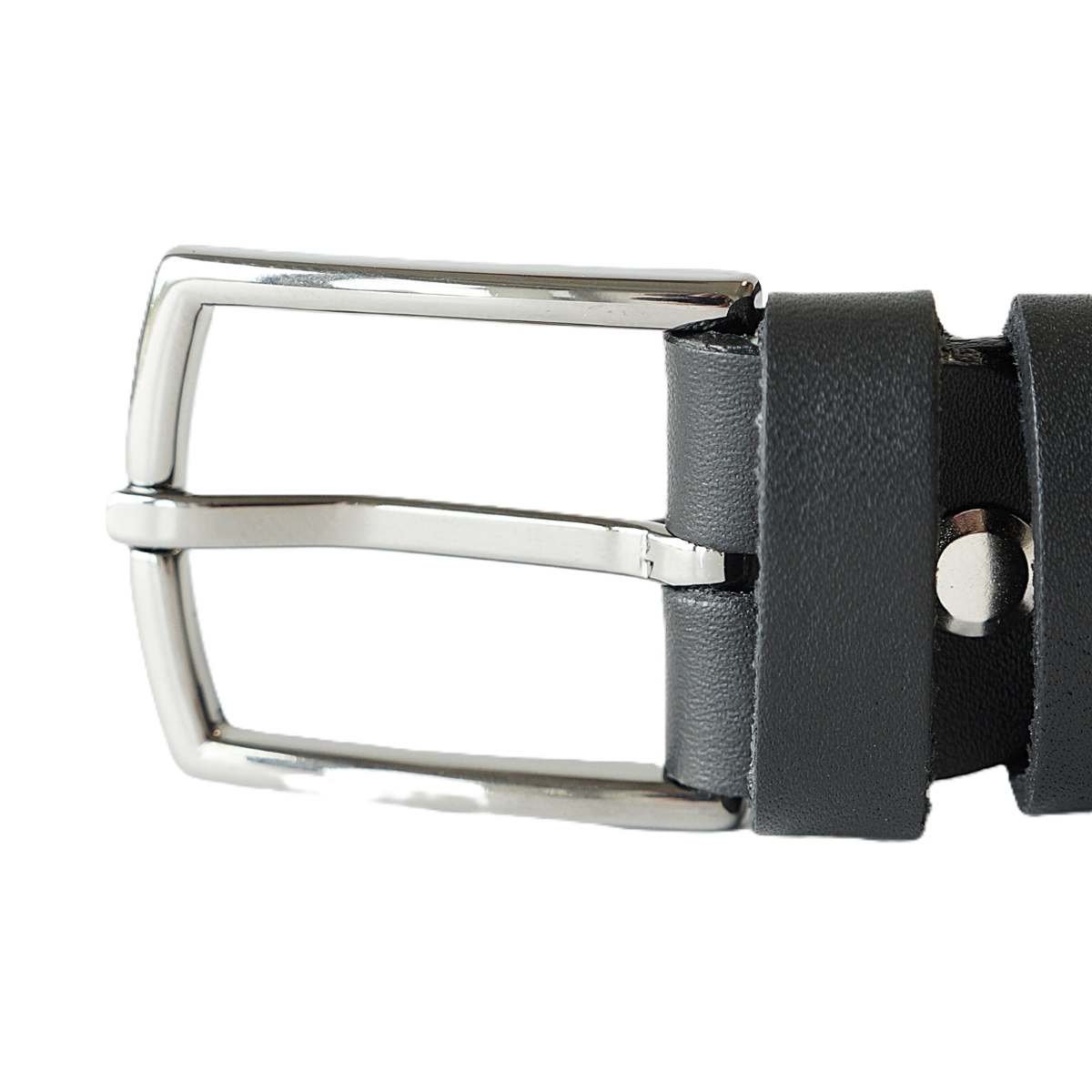 Elegant casual black leather women's belt, 3 cm wide - Noble Belts - buckle