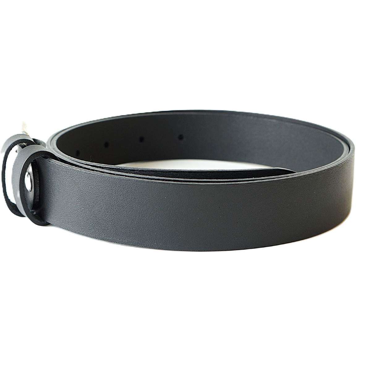 Elegant casual black leather women's belt, 3 cm wide - Noble Belts - leather texture