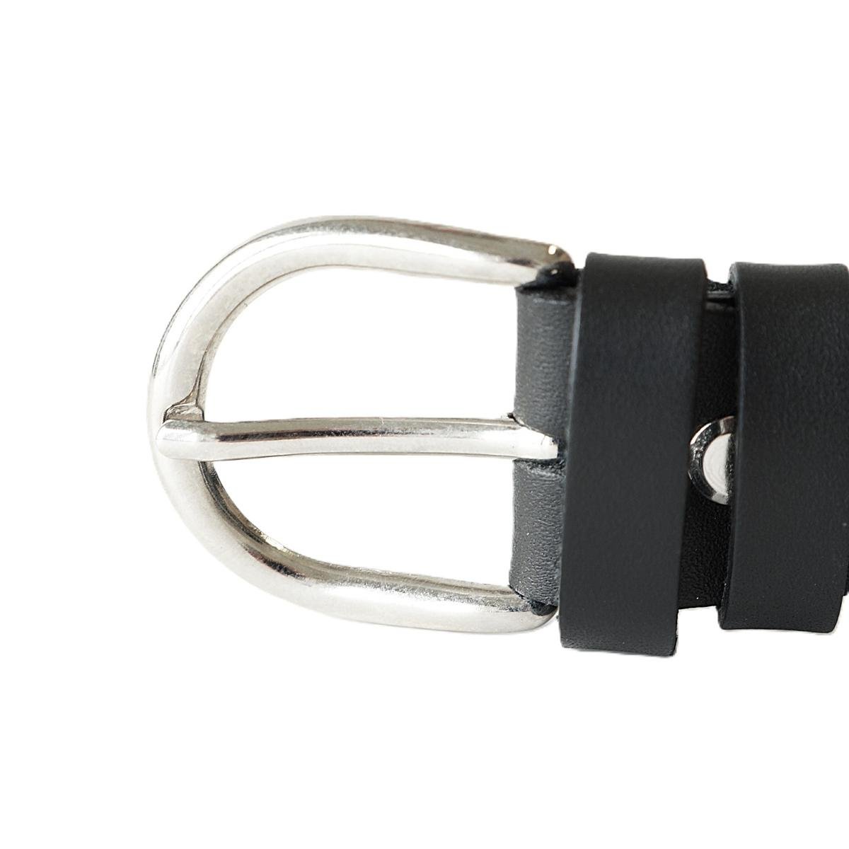 Elegant casual black leather women's belt, 3 cm wide - Noble Belts - buckle