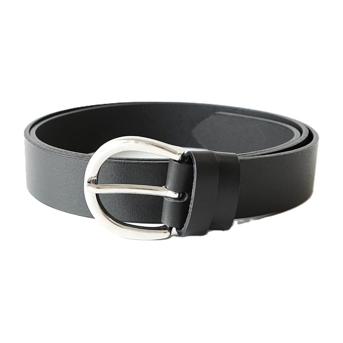 Elegant casual black leather women's belt, 3 cm wide - Noble Belts