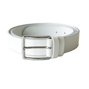 Elegant white leather belt for men and women, 3.5 cm wide - Noble Belts