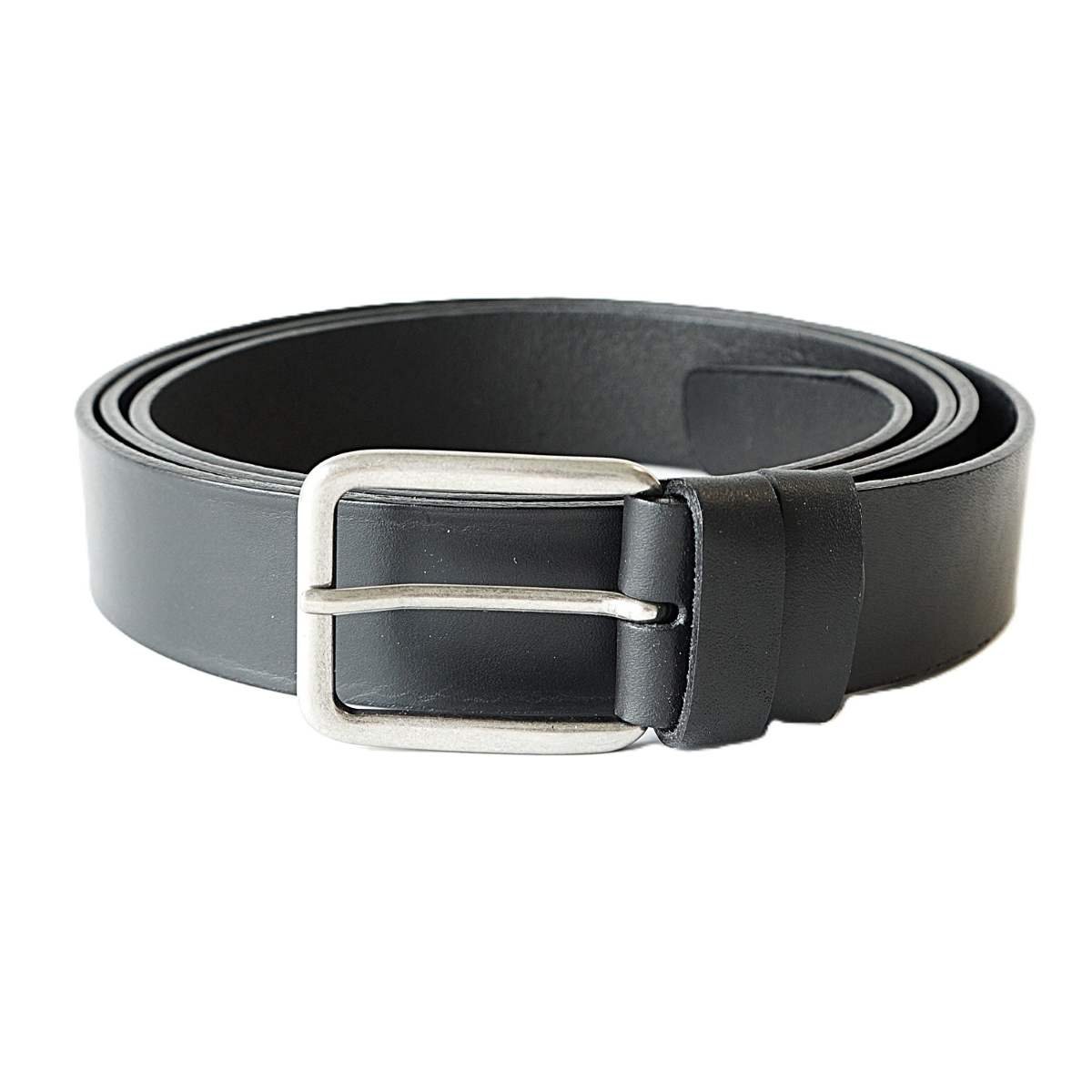 Extra long black men's leather belt, 3.5 cm wide, length up to 180 cm - Noble Belts