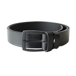 Stylish black leather women's belt with black buckle, 3.5 cm wide - Noble Belts