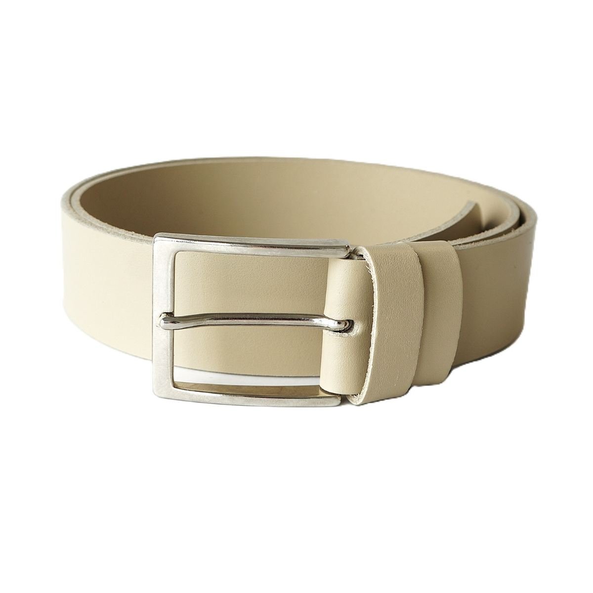 Beige leather belt for men and women, 4 cm wide - Noble Belts