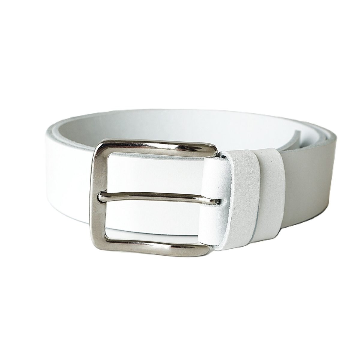White leather belt for men and women, 4 cm wide - Noble Belts