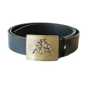 Exclusive black men's leather belt with Lithuanian Vytis buckle, 4 cm wide – Noble Belts