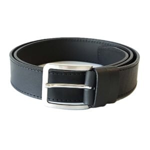 Classic black men's leather belt with stitched edges, 3.5 cm wide – Noble Belts