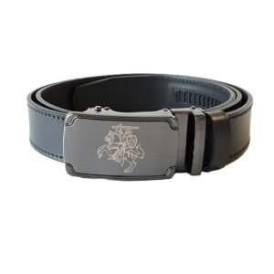 Exclusive black men's leather belt with automatic buckle decorated with Lithuanian Vytis, 3.5 cm wide – Noble Belts