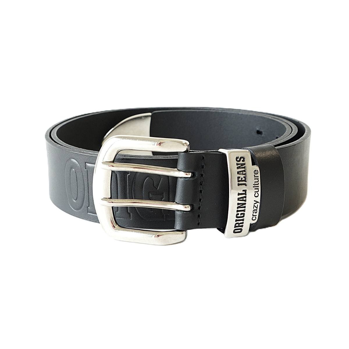 Black men's leather belt with double-prong buckle, 4 cm wide – Noble Belts